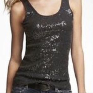 Express Black Sequin Tank Top Women's Size XS